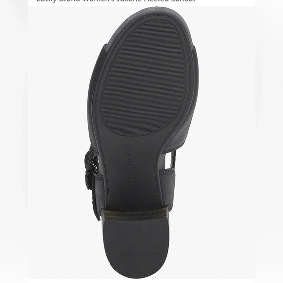 NWOB Lucky Brand Women's Juliane Black Leather Cutout Heeled Sandal - Picture 5 of 13